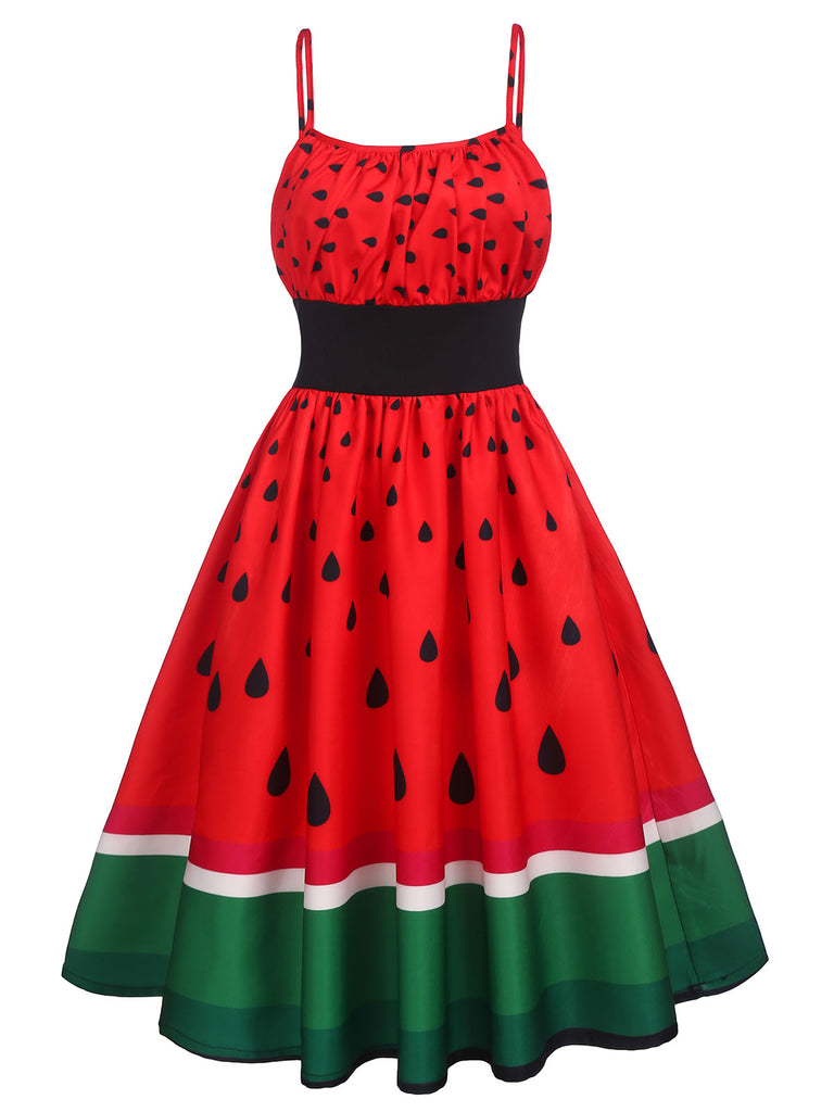 Red 1950s Watermelon Patchwork Dress ...